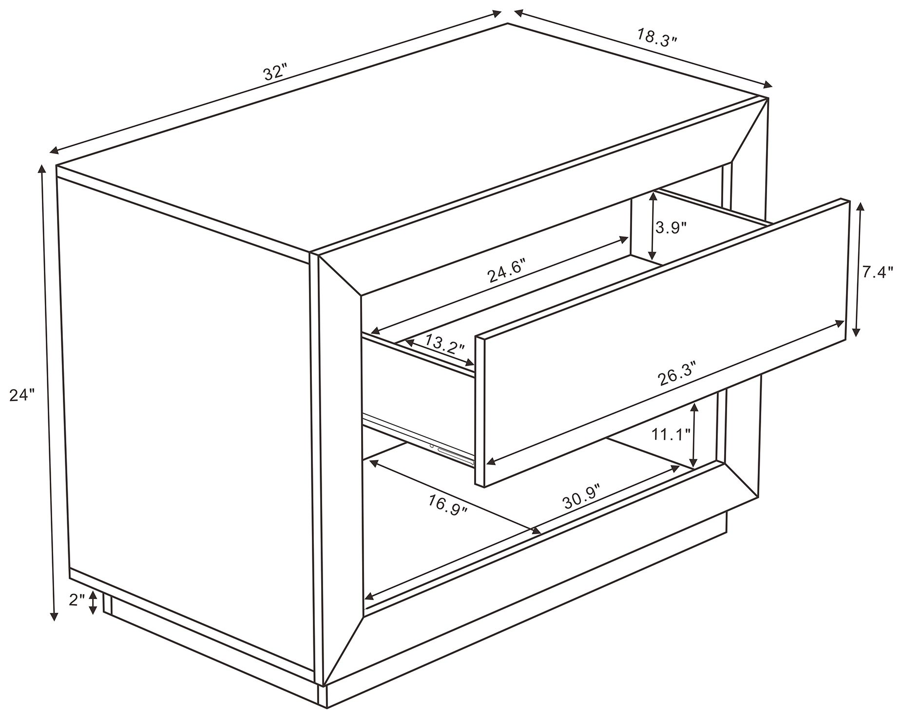 Image 4 Soren Contemporary 32" Nightstand in Whitewashed Oak (1-Drawer) more views