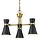 Soriano 23 1/2"W Matte Black and Brass 3-Light Chandelier