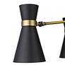 5_Soriano 23 1/2"W Matte Black and Brass 3-Light Chandelier more views