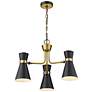 6_Soriano 23 1/2"W Matte Black and Brass 3-Light Chandelier more views