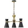 7_Soriano 23 1/2"W Matte Black and Brass 3-Light Chandelier more views