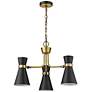 Soriano 23 1/2"W Matte Black and Brass 3-Light Chandelier in scene