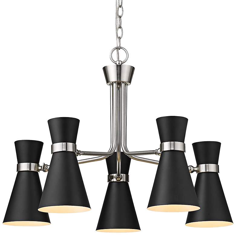 Image 3 Soriano 27" Wide Brushed Nickel 5-Light Chandelier