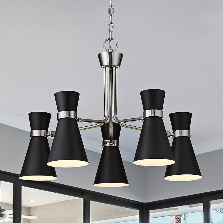 Image 2 Soriano 27" Wide Brushed Nickel 5-Light Chandelier