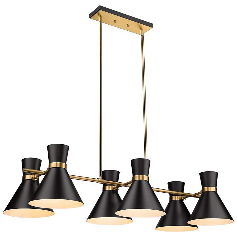 Image 1 Soriano 48"W Heritage Brass Black 6-Light Island Chandelier