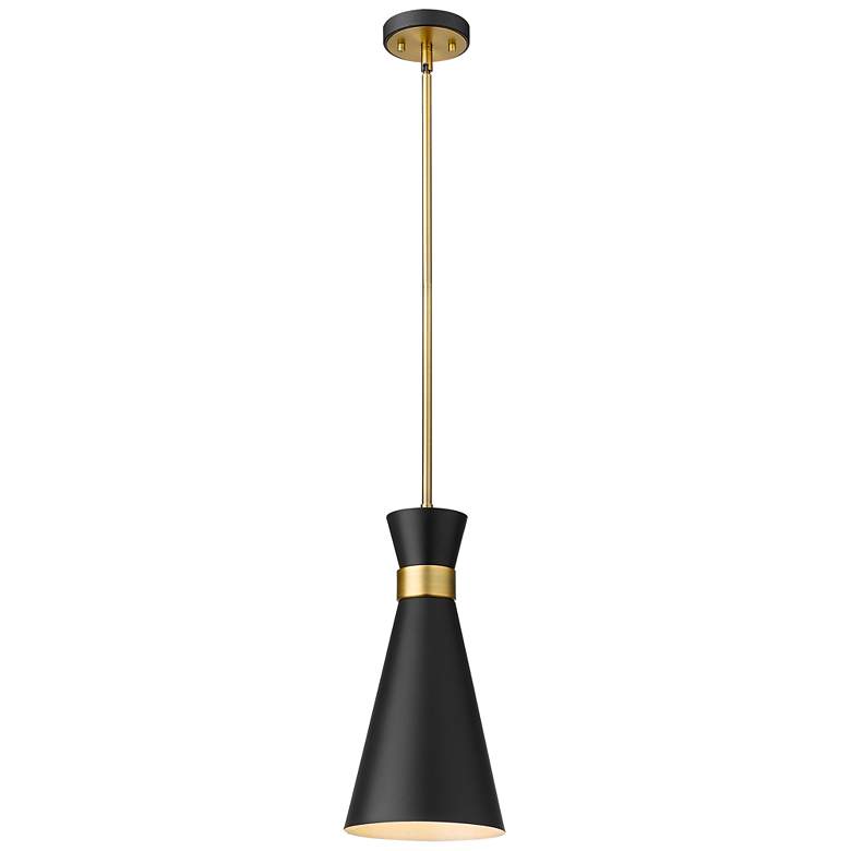 Image 1 Soriano 8" Wide Heritage Brass and Matte Black Mini Pendant