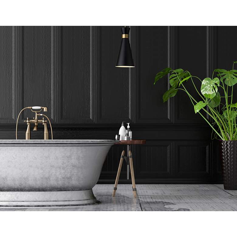 Image 2 Soriano 8" Wide Heritage Brass and Matte Black Mini Pendant more views