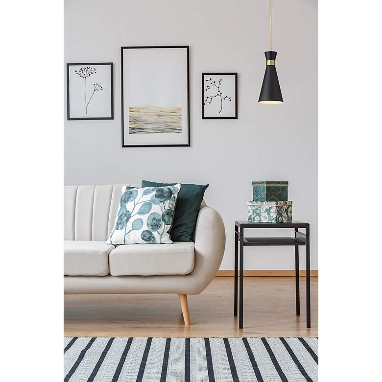 Image 3 Soriano 8" Wide Heritage Brass and Matte Black Mini Pendant more views