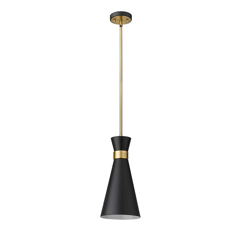 Image 7 Soriano 8" Wide Heritage Brass and Matte Black Mini Pendant more views
