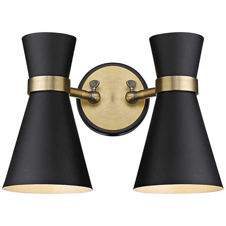 Image 3 Soriano 9 1/2"H Heritage Brass w/ Matte Black 2-Light Sconce