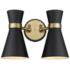 Soriano 9 1/2"H Heritage Brass w/ Matte Black 2-Light Sconce