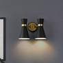 2_Soriano 9 1/2"H Heritage Brass w/ Matte Black 2-Light Sconce