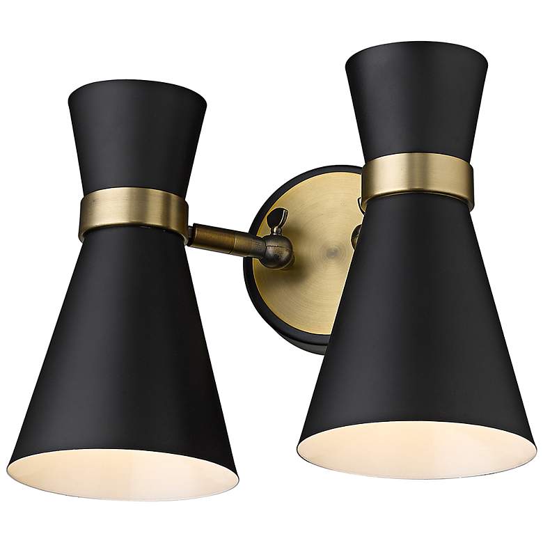 Image 6 Soriano 9 1/2"H Heritage Brass w/ Matte Black 2-Light Sconce more views