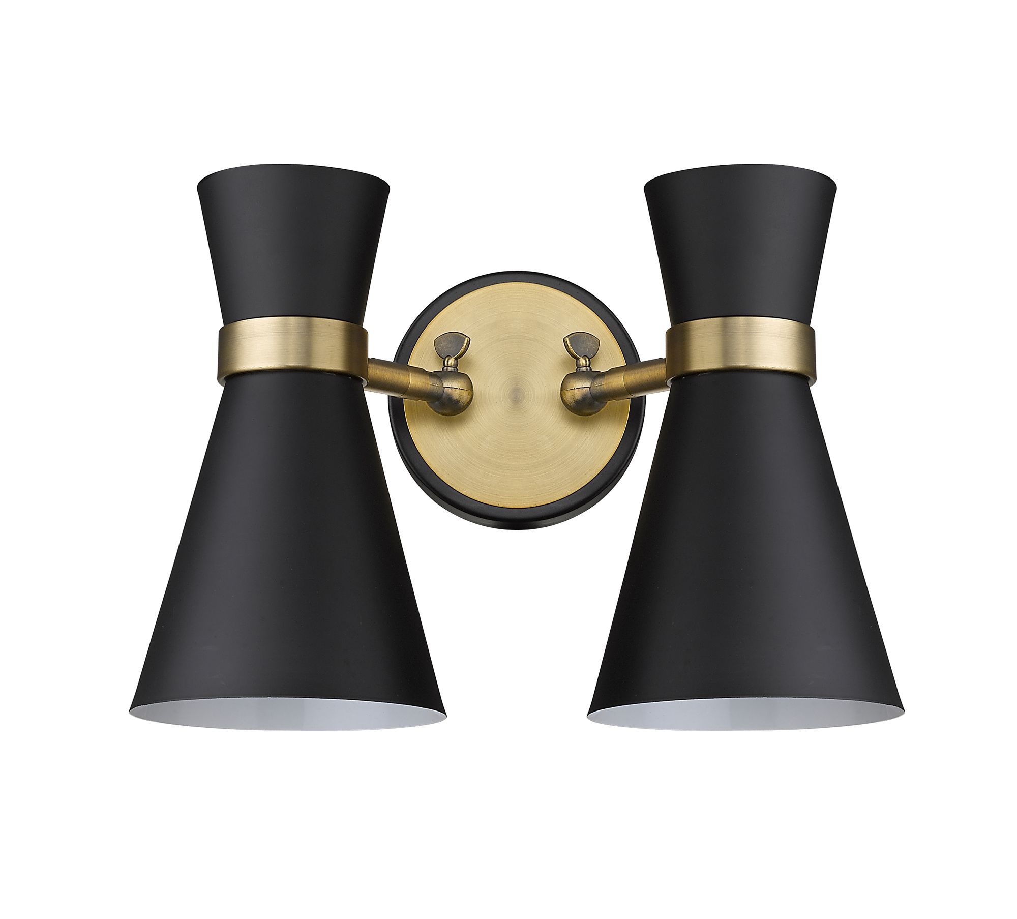 Soriano 9 1/2"H Heritage Brass w/ Matte Black 2-Light Sconce in scene