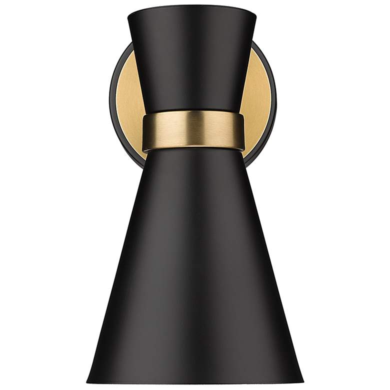 Image 3 Soriano 9 1/2"H Matte Black and Heritage Brass Wall Sconce