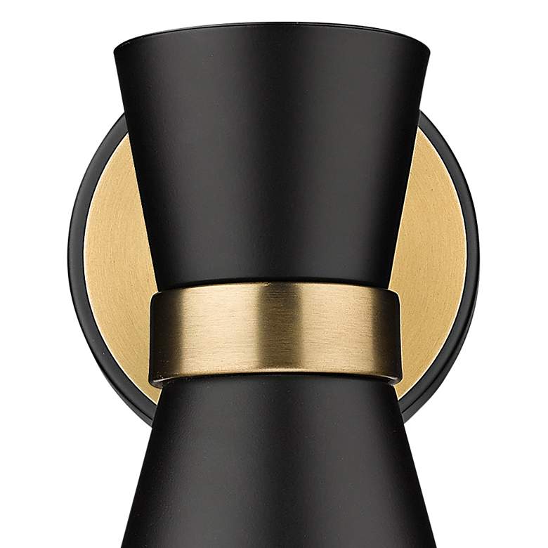 Image 4 Soriano 9 1/2"H Matte Black and Heritage Brass Wall Sconce more views