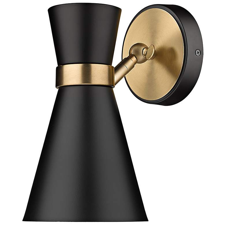 Image 6 Soriano 9 1/2"H Matte Black and Heritage Brass Wall Sconce more views