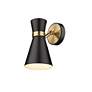 6_Soriano 9 1/2"H Matte Black and Heritage Brass Wall Sconce more views