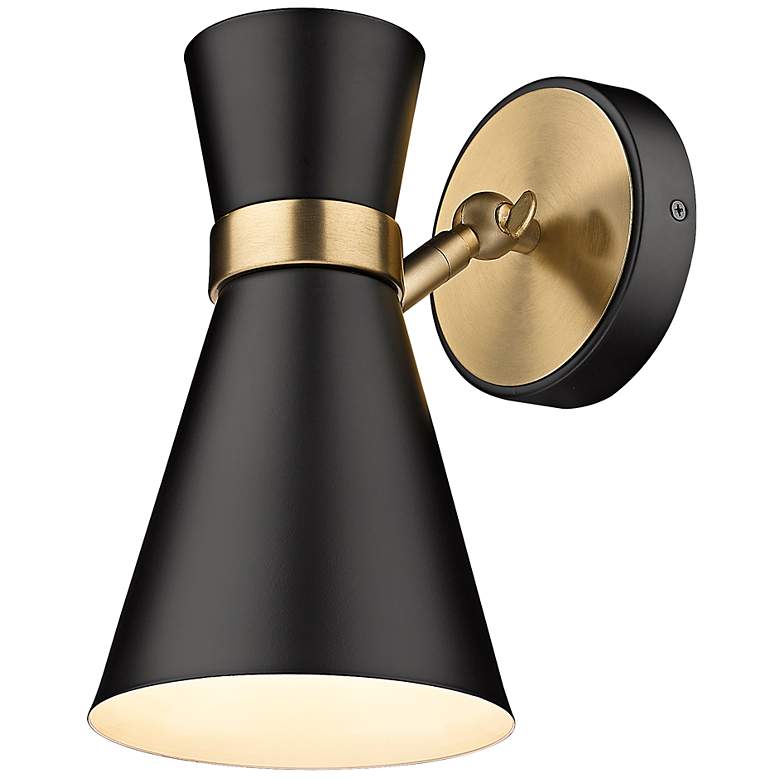 Image 7 Soriano 9 1/2"H Matte Black and Heritage Brass Wall Sconce more views