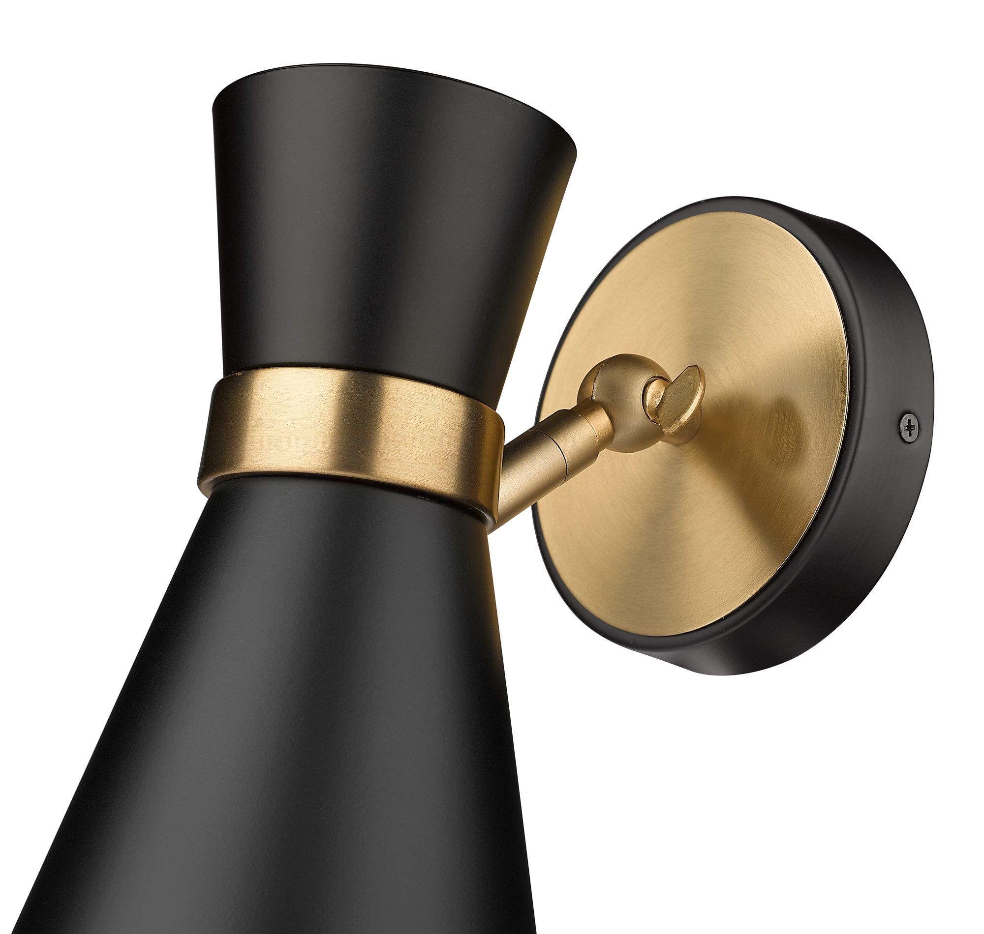 Soriano 9 1/2"H Matte Black and Heritage Brass Wall Sconce in scene