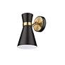 Soriano 9 1/2"H Matte Black and Heritage Brass Wall Sconce in scene