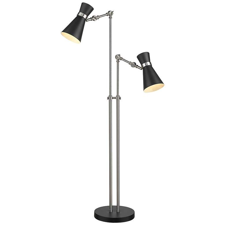 Image 1 Soriano Brushed Nickel and Matte Black 2-Light Floor Lamp