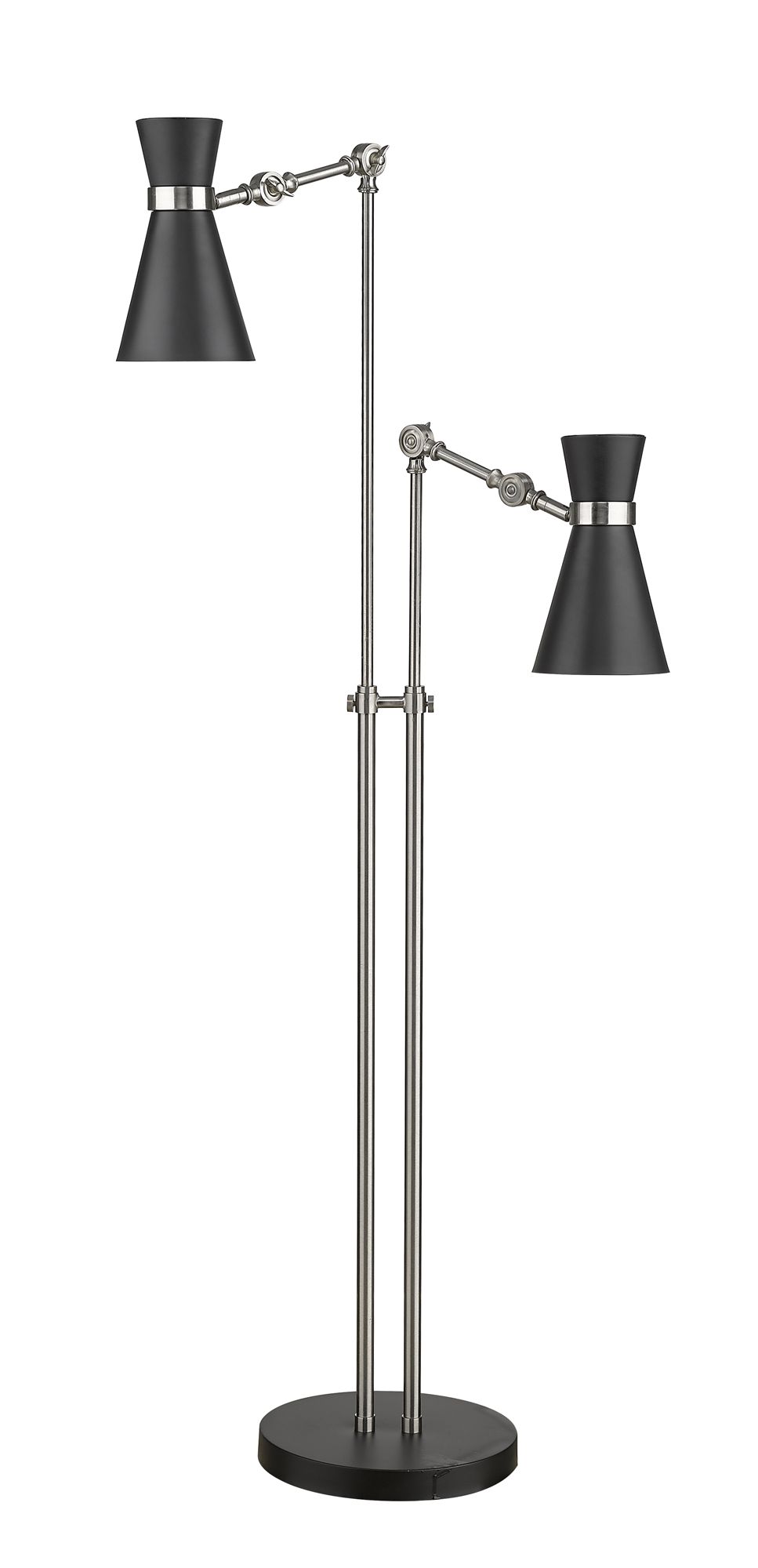 Image 2 Soriano Brushed Nickel and Matte Black 2-Light Floor Lamp more views