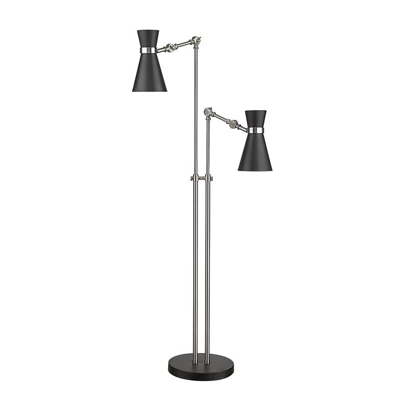 Image 2 Soriano Brushed Nickel and Matte Black 2-Light Floor Lamp more views