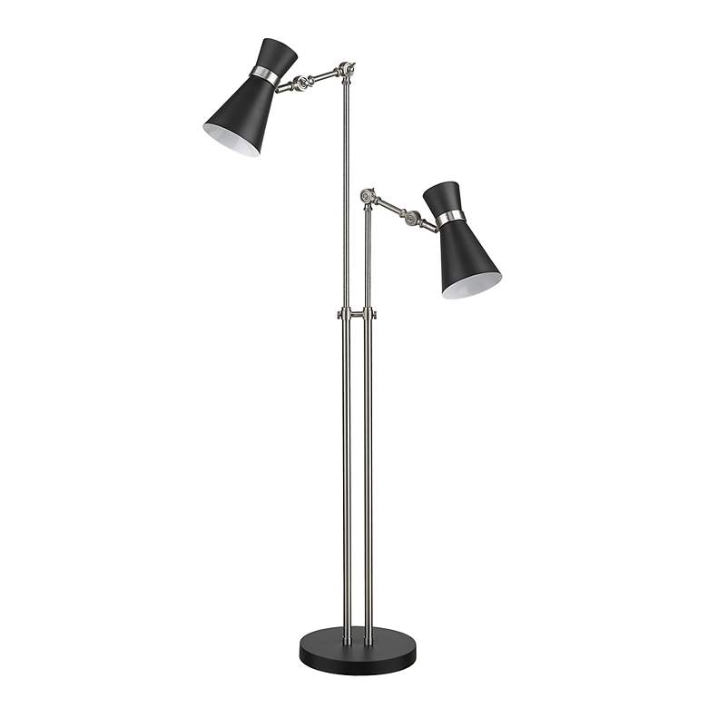 Image 3 Soriano Brushed Nickel and Matte Black 2-Light Floor Lamp more views
