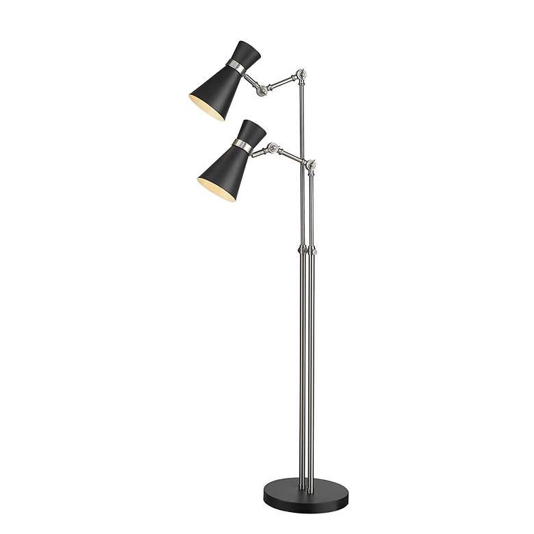 Image 4 Soriano Brushed Nickel and Matte Black 2-Light Floor Lamp more views
