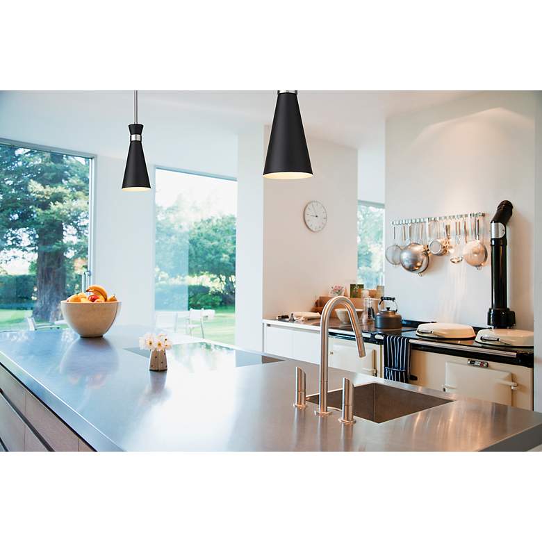 Image 2 Soriano by Z-Lite Matte Black + Brushed Nickel 1 Light Mini Pendant more views