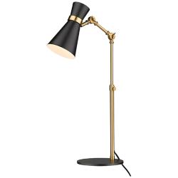 Soriano Matte Black and Heritage Brass Adjustable Desk Lamp