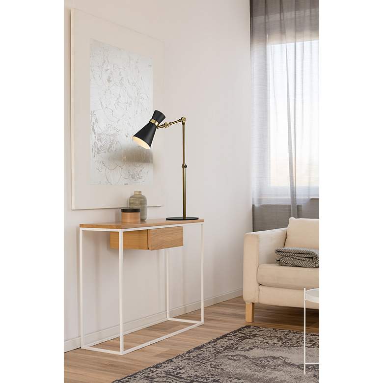 Image 2 Soriano Matte Black and Heritage Brass Adjustable Desk Lamp more views