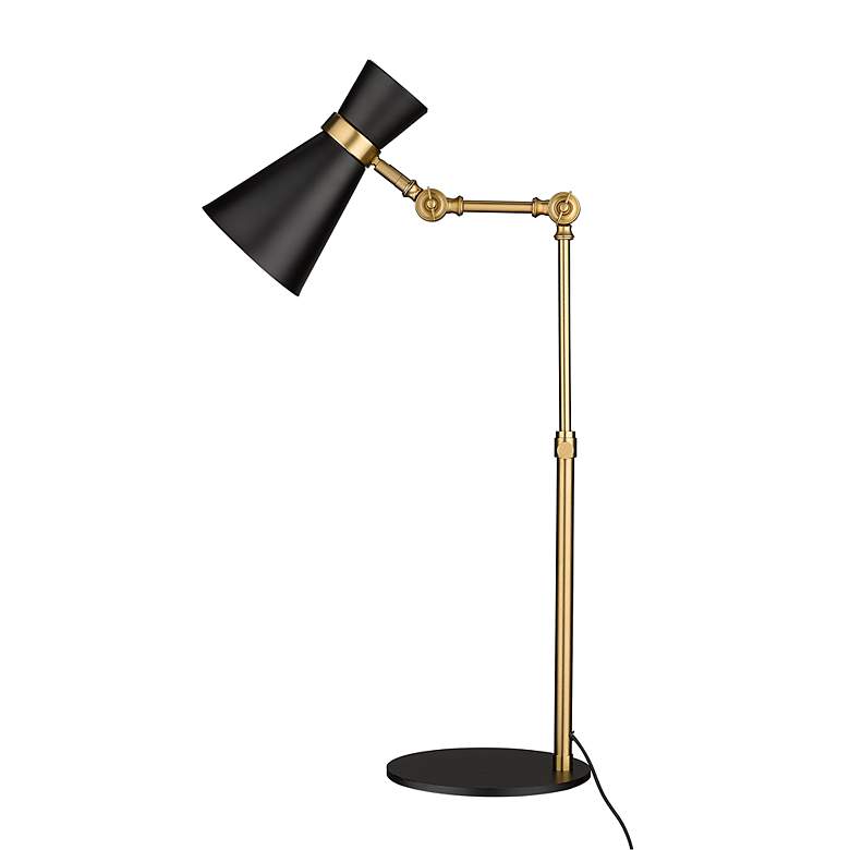 Image 4 Soriano Matte Black and Heritage Brass Adjustable Desk Lamp more views