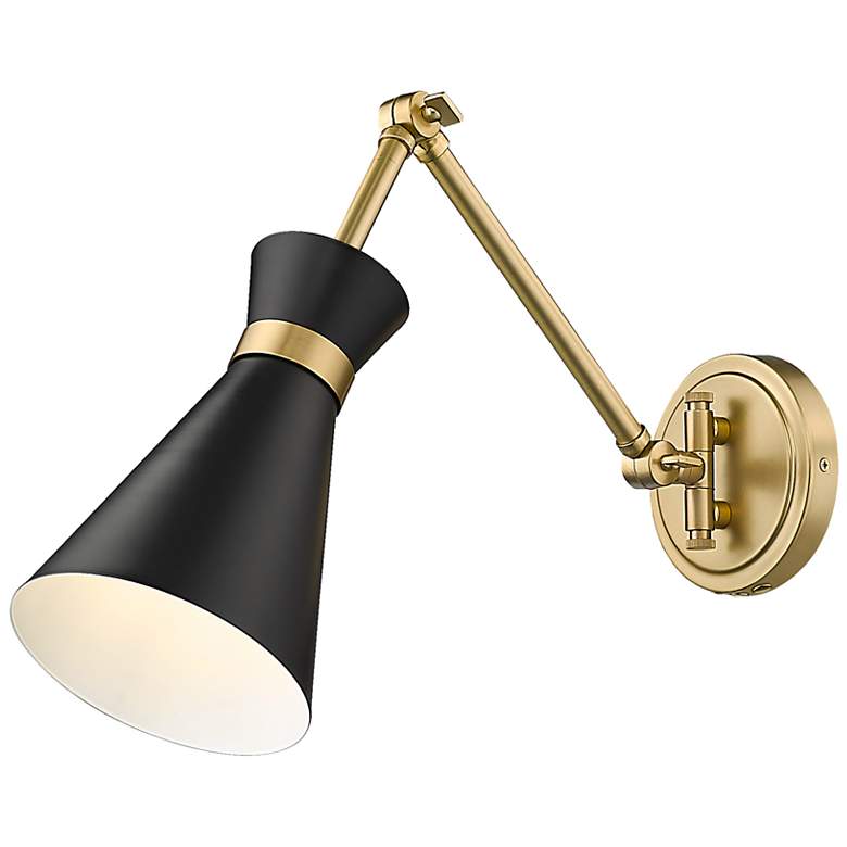 Image 2 Soriano Modern Gold and Matte Black Swing Arm Wall Lamp