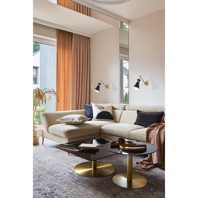Image 4 Soriano Modern Gold and Matte Black Swing Arm Wall Lamp more views