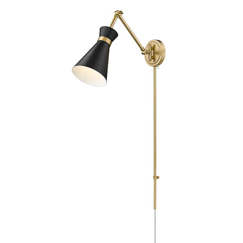 Image 6 Soriano Modern Gold and Matte Black Swing Arm Wall Lamp more views