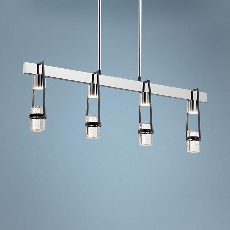 Image 1 Sorno 32 inchW Polished Nickel LED Kitchen Island Light Pendant