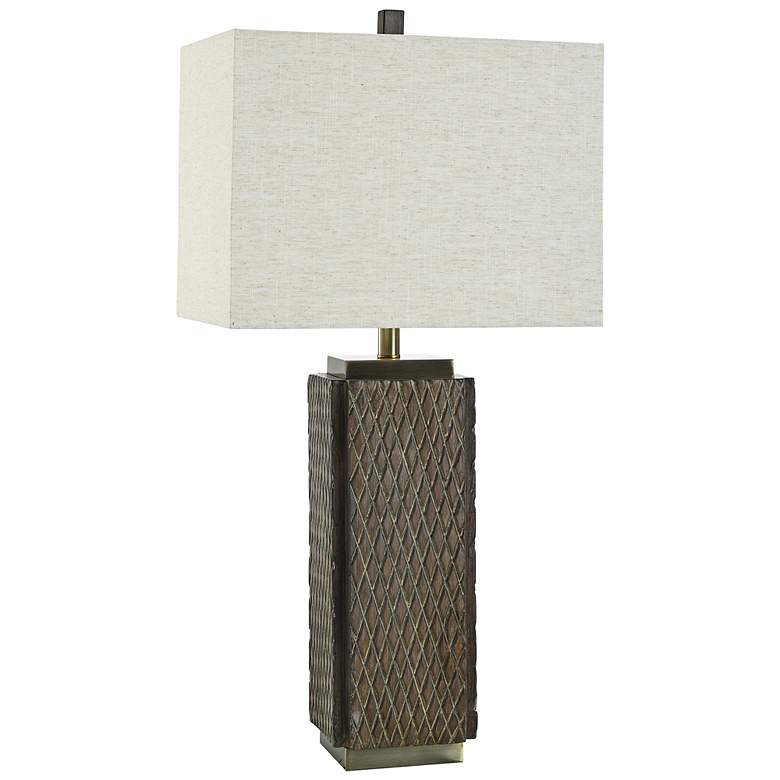 Image 2 Sorrel Brown Diamond Patterned Table Lamp
