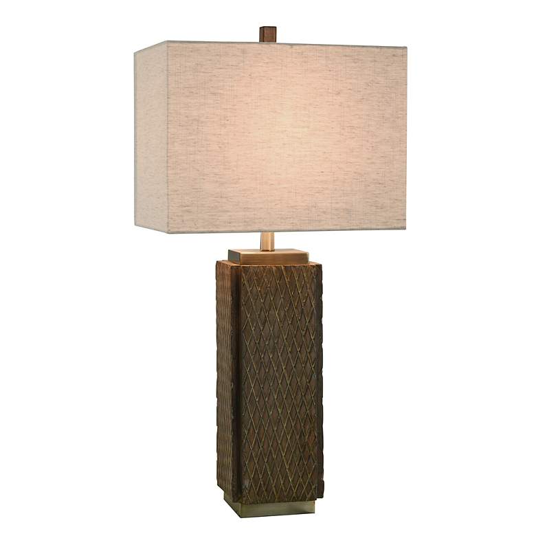 Image 3 Sorrel Brown Diamond Patterned Table Lamp more views