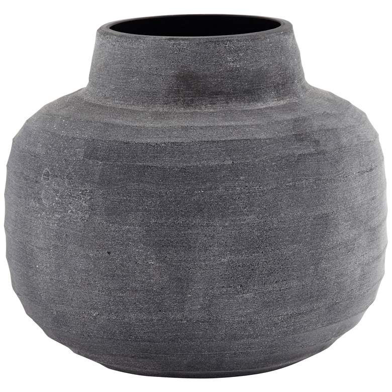 Image 1 Sorrento 8 1/2 inch Wide Matte Ribbed Gray Glass Decorative Vase