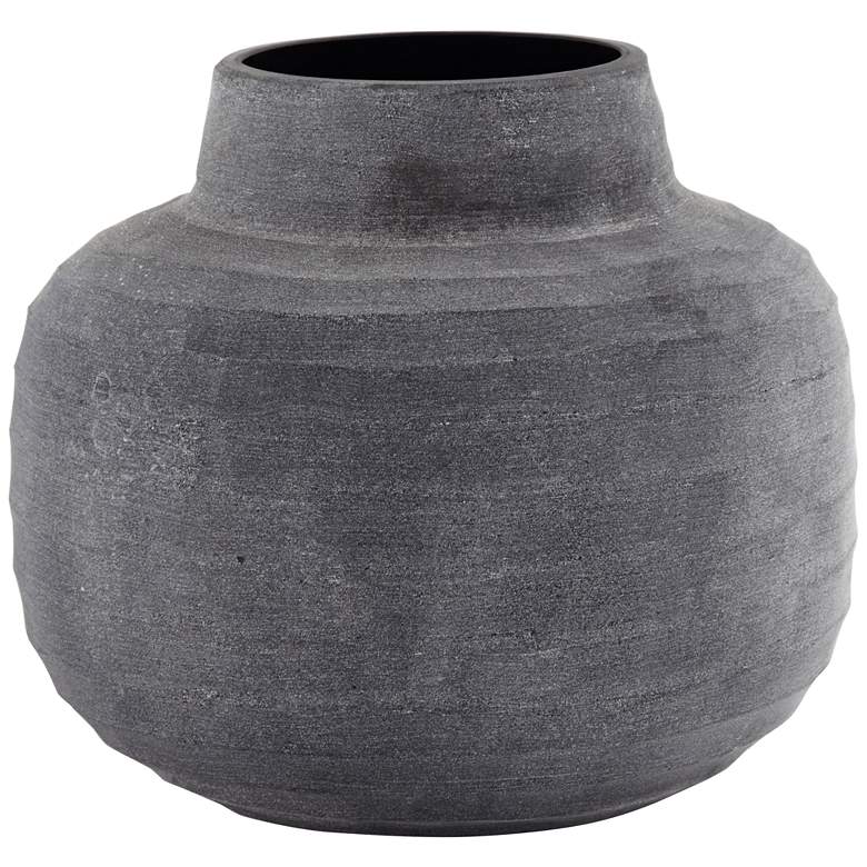 Image 1 Sorrento 8 1/2" Wide Matte Ribbed Gray Glass Decorative Vase