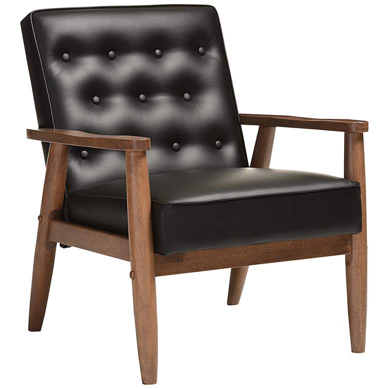 Image 2 Sorrento Black Faux Leather Tufted Lounge Chair