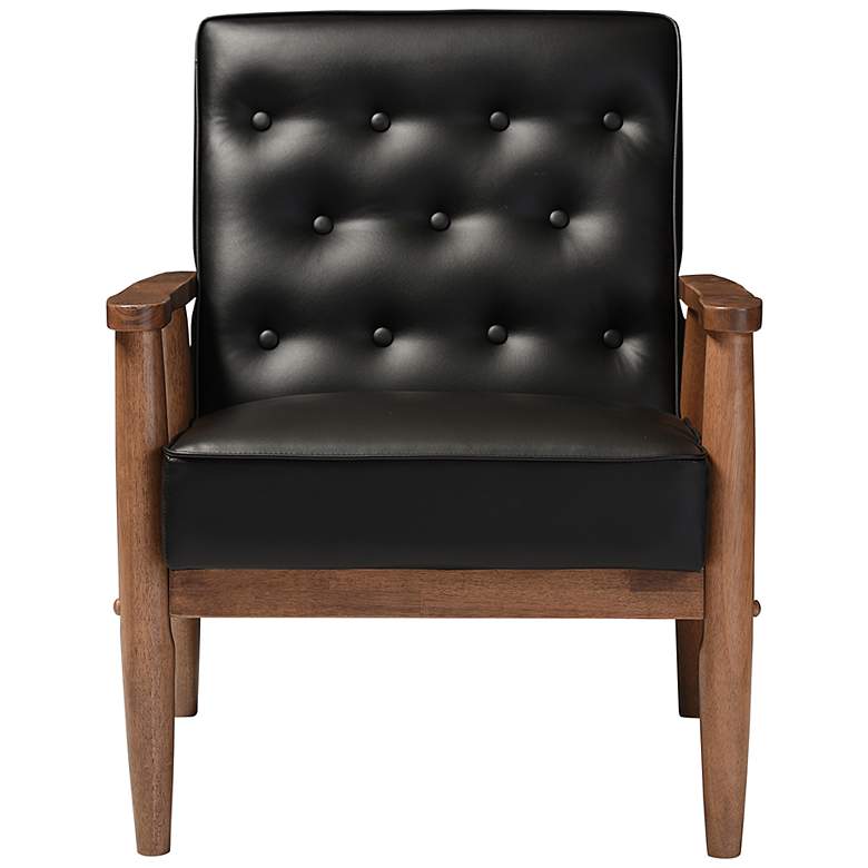 Image 3 Sorrento Black Faux Leather Tufted Lounge Chair more views