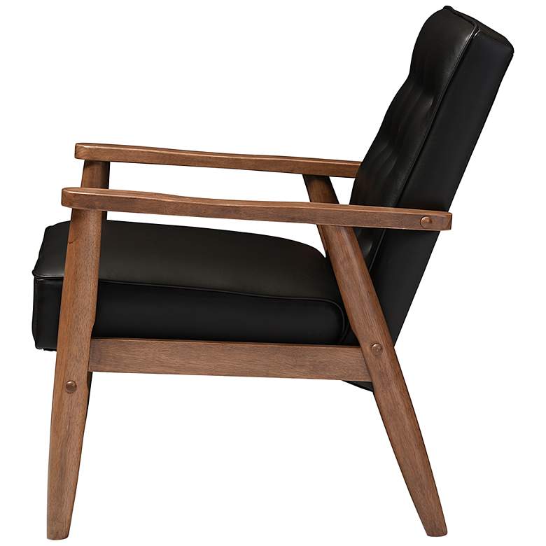 Image 4 Sorrento Black Faux Leather Tufted Lounge Chair more views