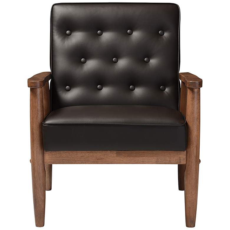 Image 3 Sorrento Dark Brown Faux Leather Tufted Lounge Chair more views