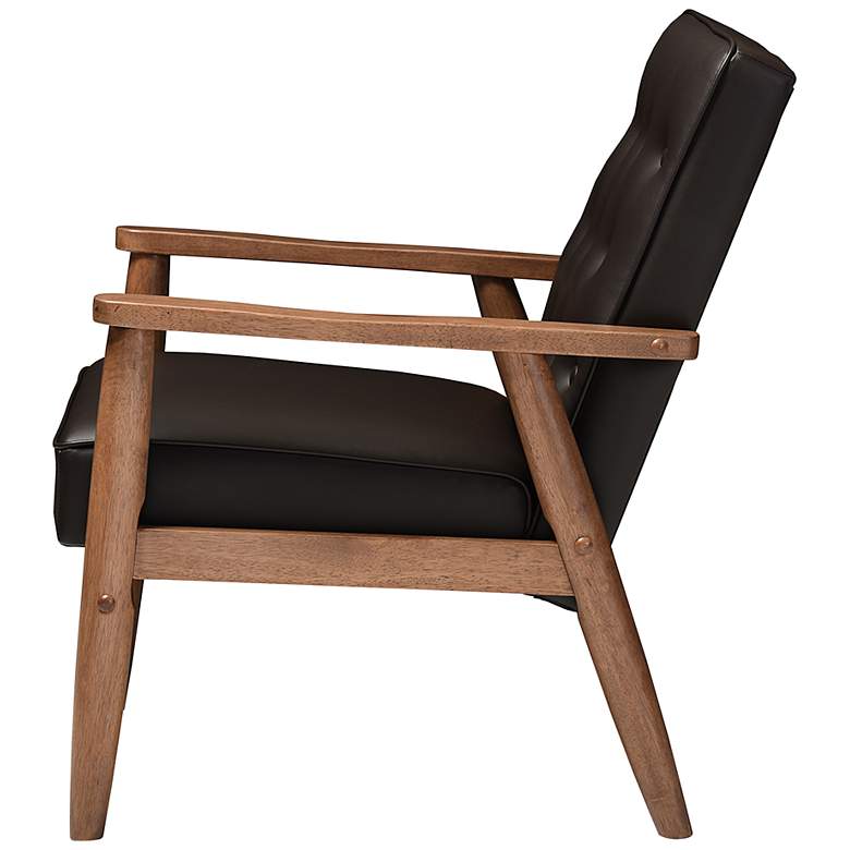 Image 4 Sorrento Dark Brown Faux Leather Tufted Lounge Chair more views