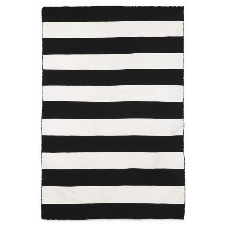 Image 2 Sorrento Rugby Stripe 630248 5&#39;x7&#39;6 inch Black Outdoor Area Rug
