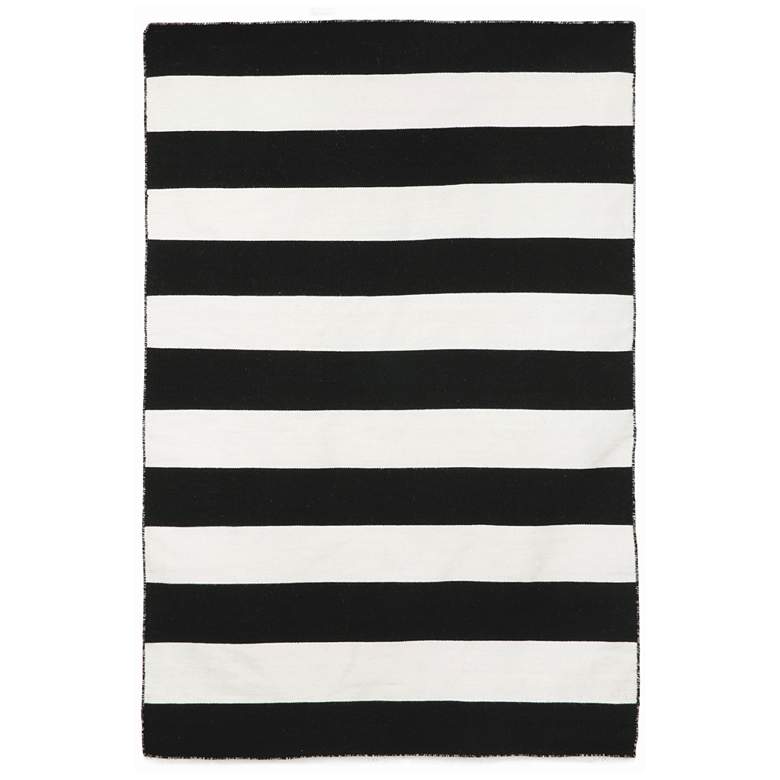 Image 2 Sorrento Rugby Stripe 630248 5'x7'6" Black Outdoor Area Rug