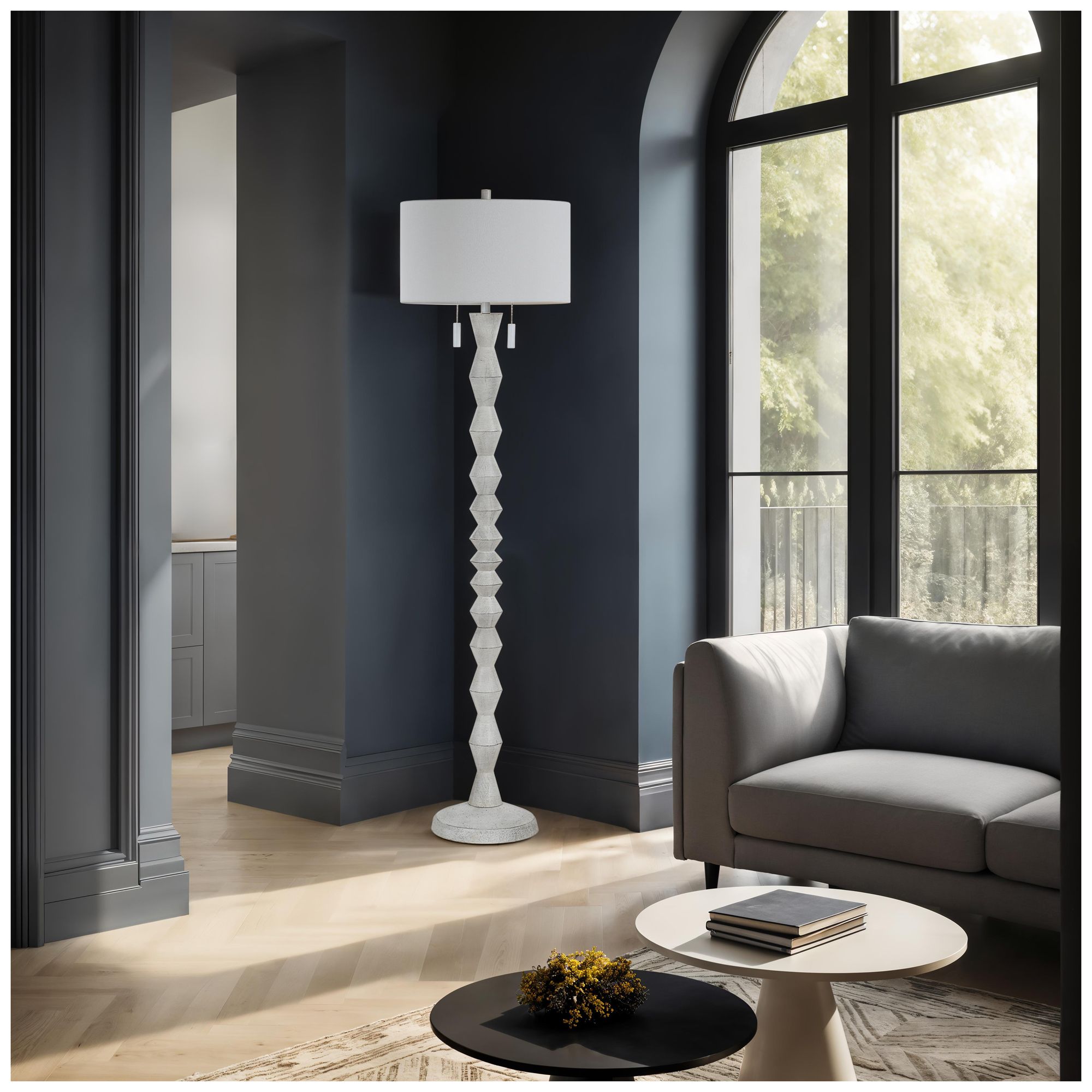 Image 4 Sorriso 75.0" Height Floor Lamps, White Wood Texture more views